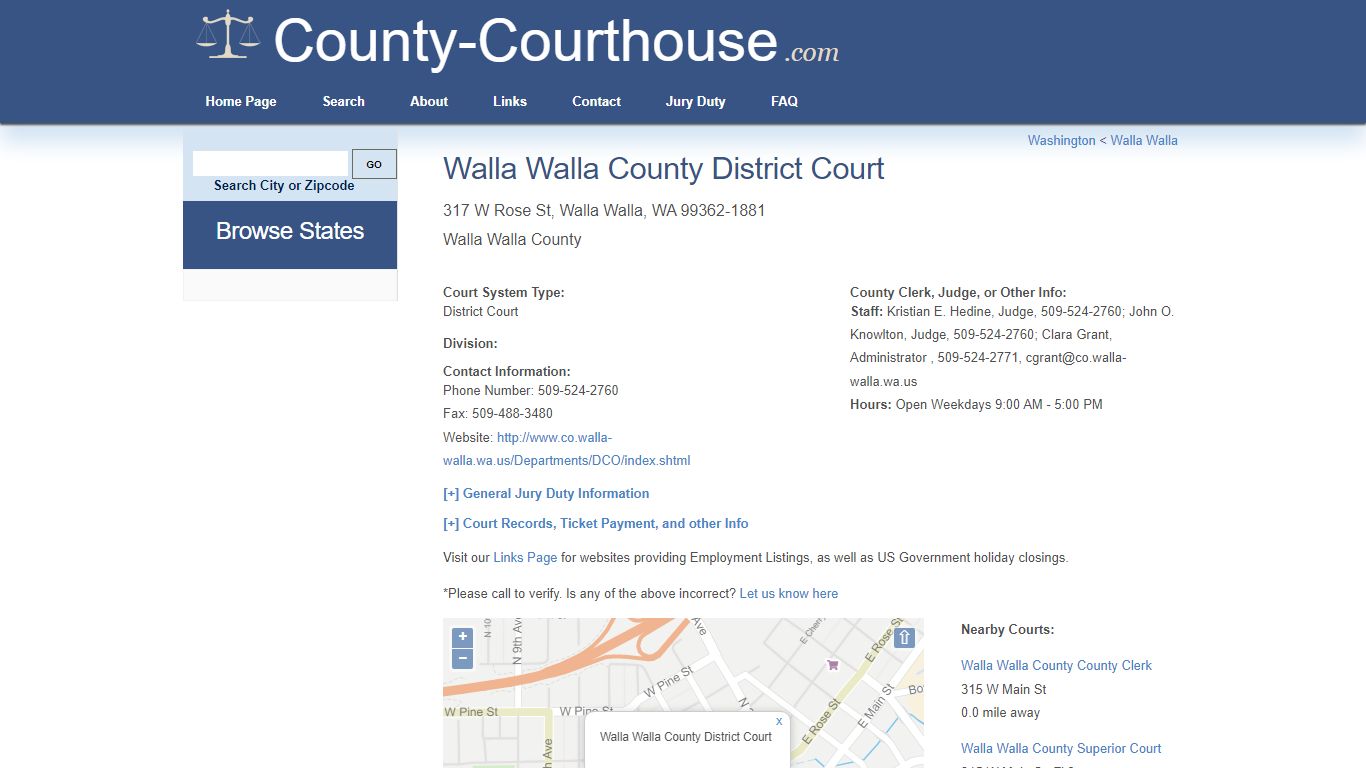 Walla Walla County District Court in Walla Walla, WA - Court Information