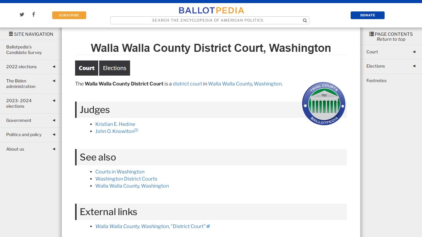 Walla Walla County District Court, Washington - Ballotpedia