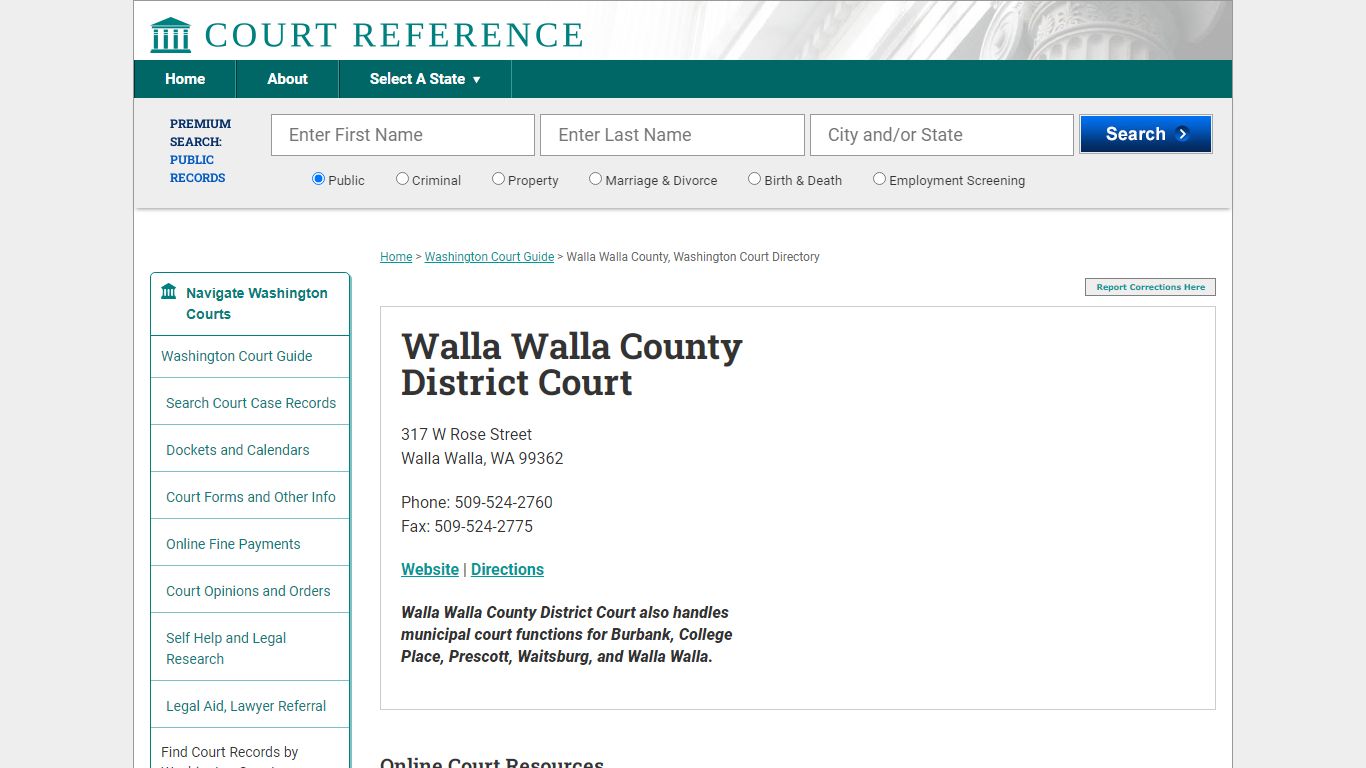Walla Walla County District Court - Courtreference.com